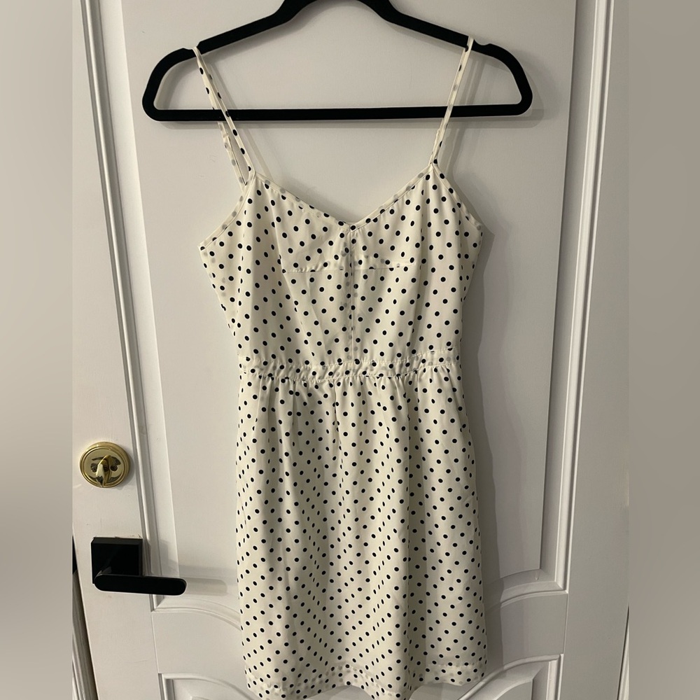 J.Crew Ivory Black Polka Dot Sleeveless Dress | Size 0